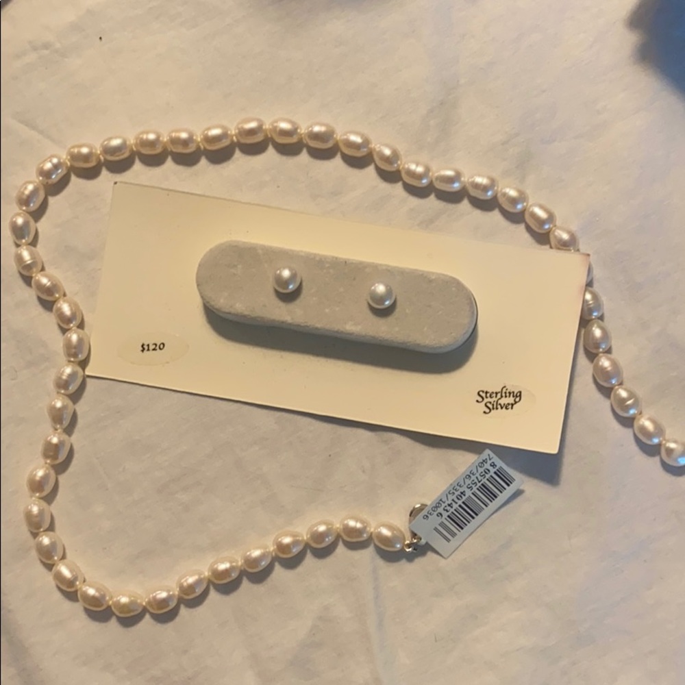 Macy’s Pearl Necklace and Earrings set